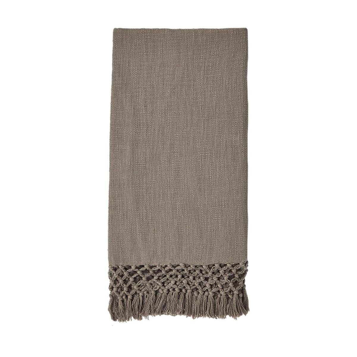 GRAY MACRAME THROW BLANKET