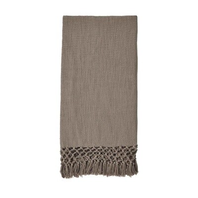 GRAY MACRAME THROW BLANKET