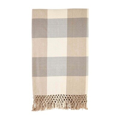 CHECK GRAY SLUB BLANKET