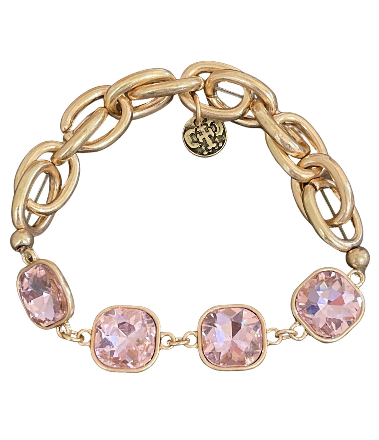 LIGHT PINK CRYSTAL CHAIN BRACELET