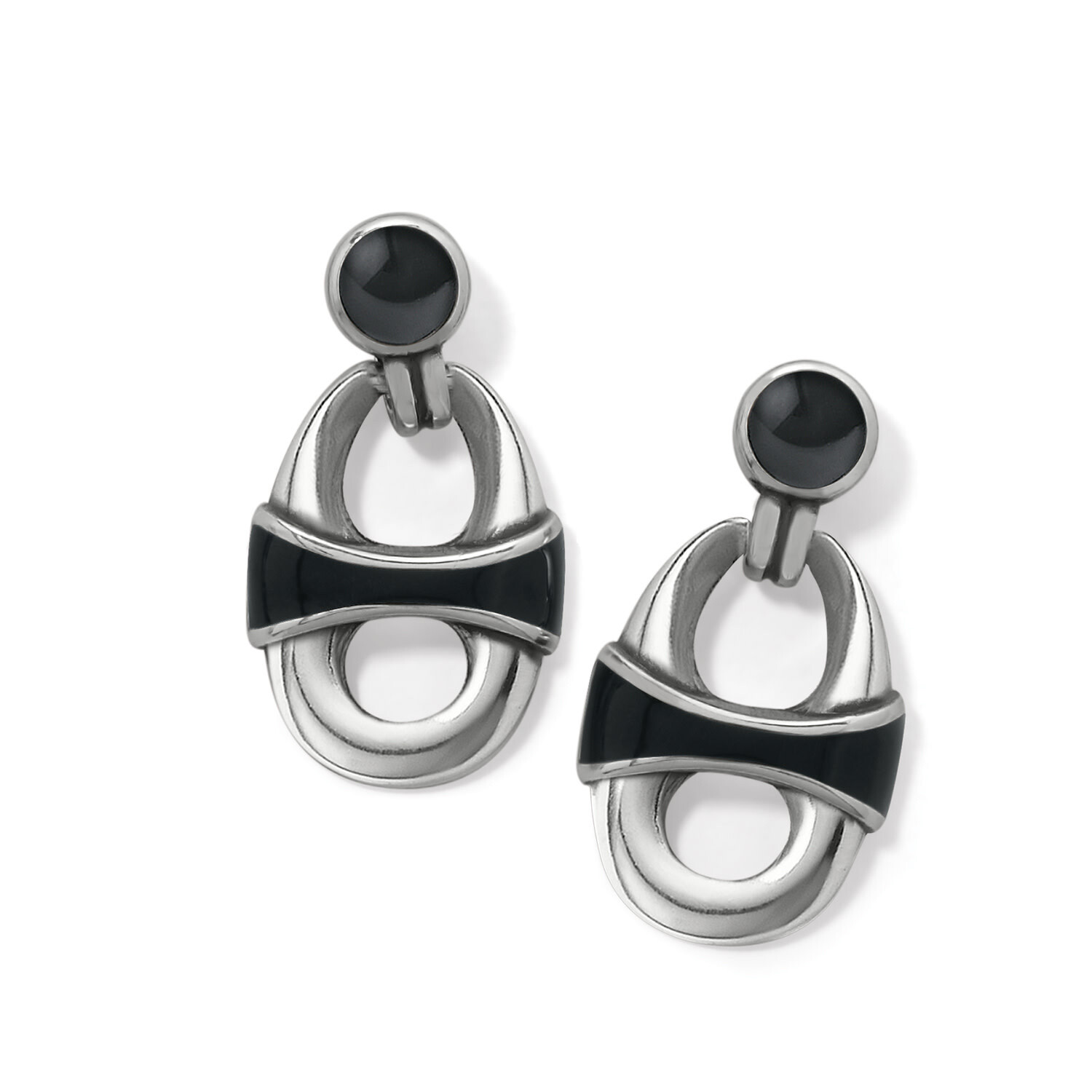 Portofino Link Drop Post Earrings-Black