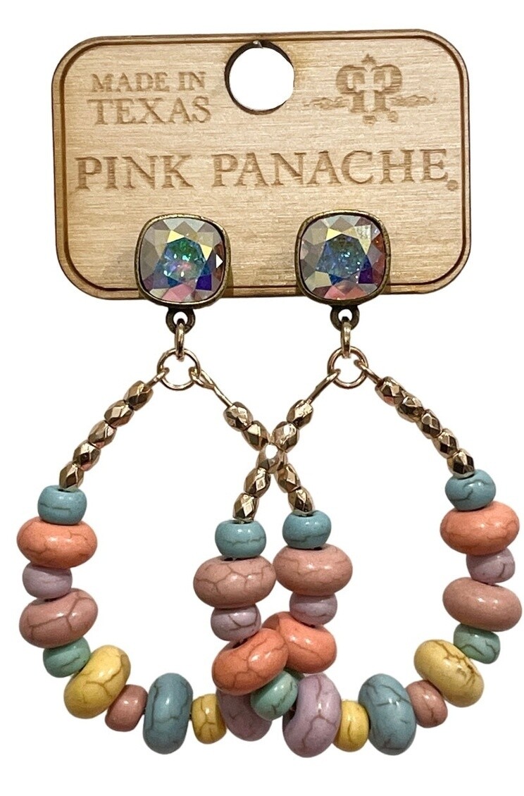 Multicolor and Gold Beaded Teardrop Earring