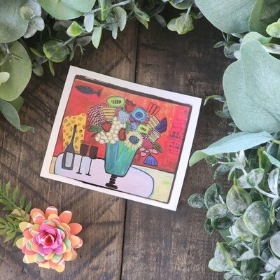 Wine &amp; Flowers Sticker