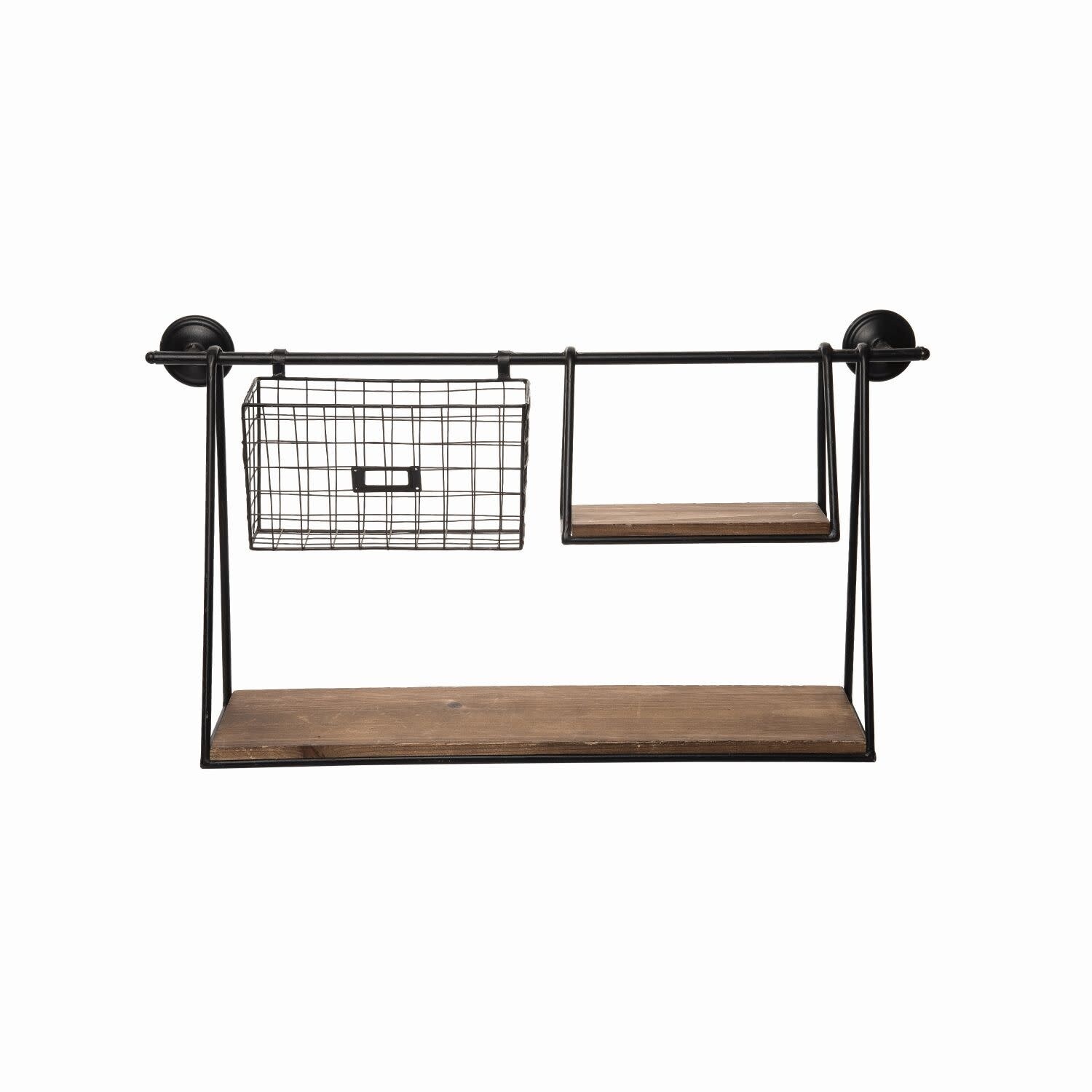 METAL &amp; WOOD SHELF WITH BASKETS