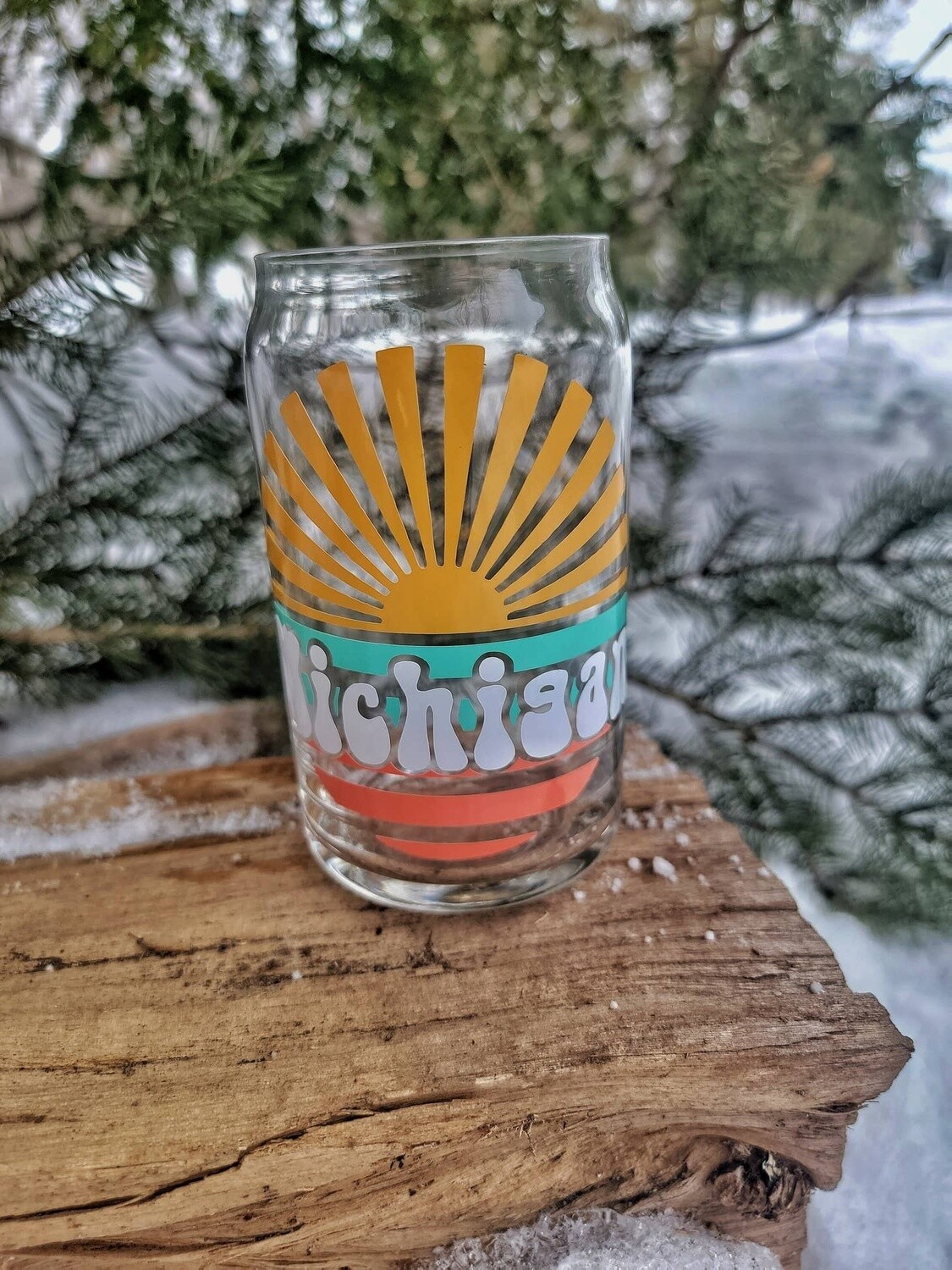 RETRO MICHIGAN GLASS &amp; LID