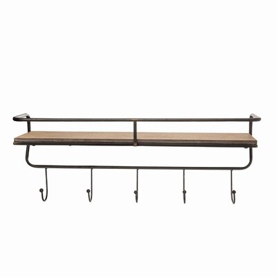 WOODEN &amp; METAL WALL RACK - LARGE