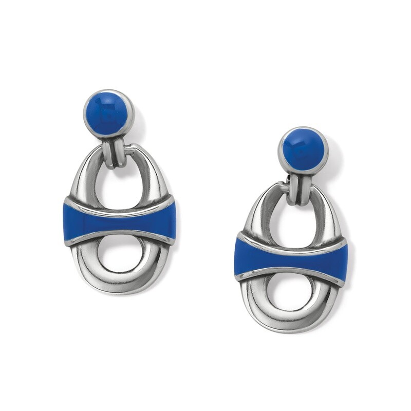 Portofino Link Drop Post Earrings-Blue
