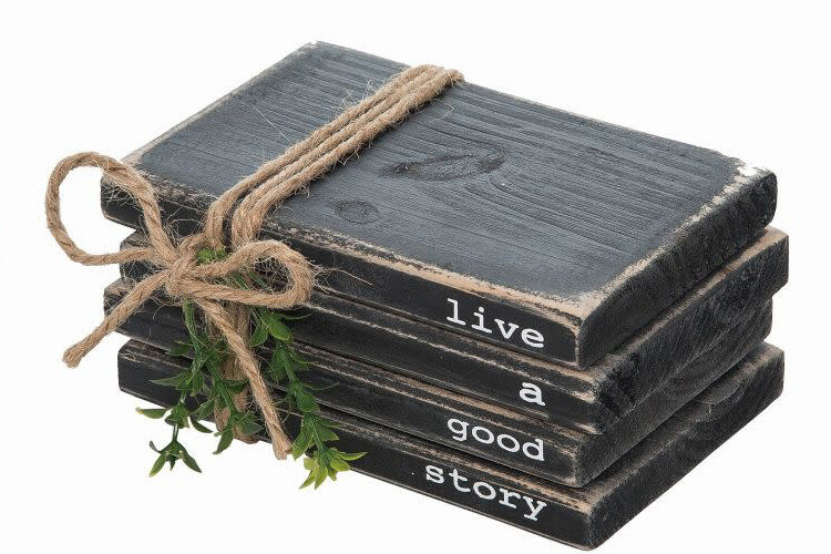 WOOD BOOK STACK - STORY