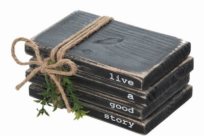 WOOD BOOK STACK - STORY