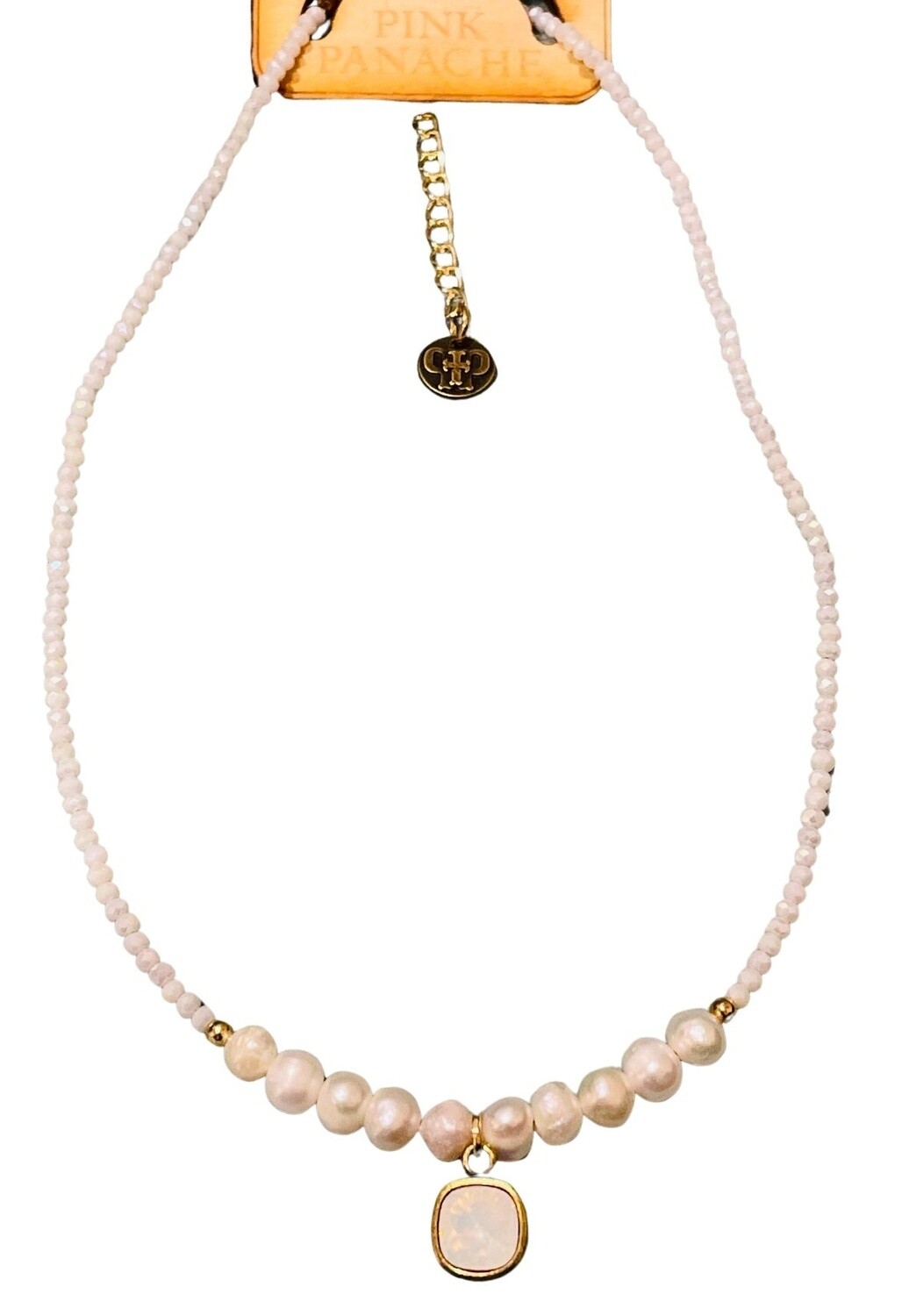 CRYSTAL &amp; PEARL BEAD NECKLACE
