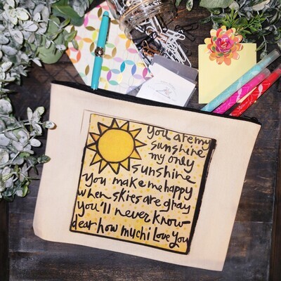 You Are My Sunshine Large Canvas Zip Pouch