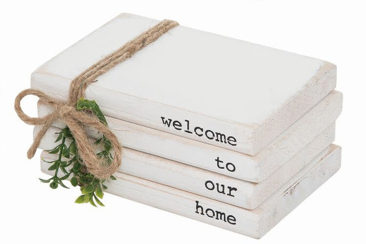 WOOD BOOK STACK - HOME
