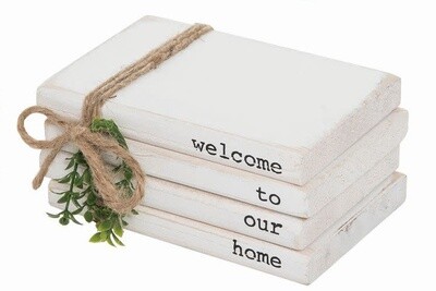 WOOD BOOK STACK - HOME
