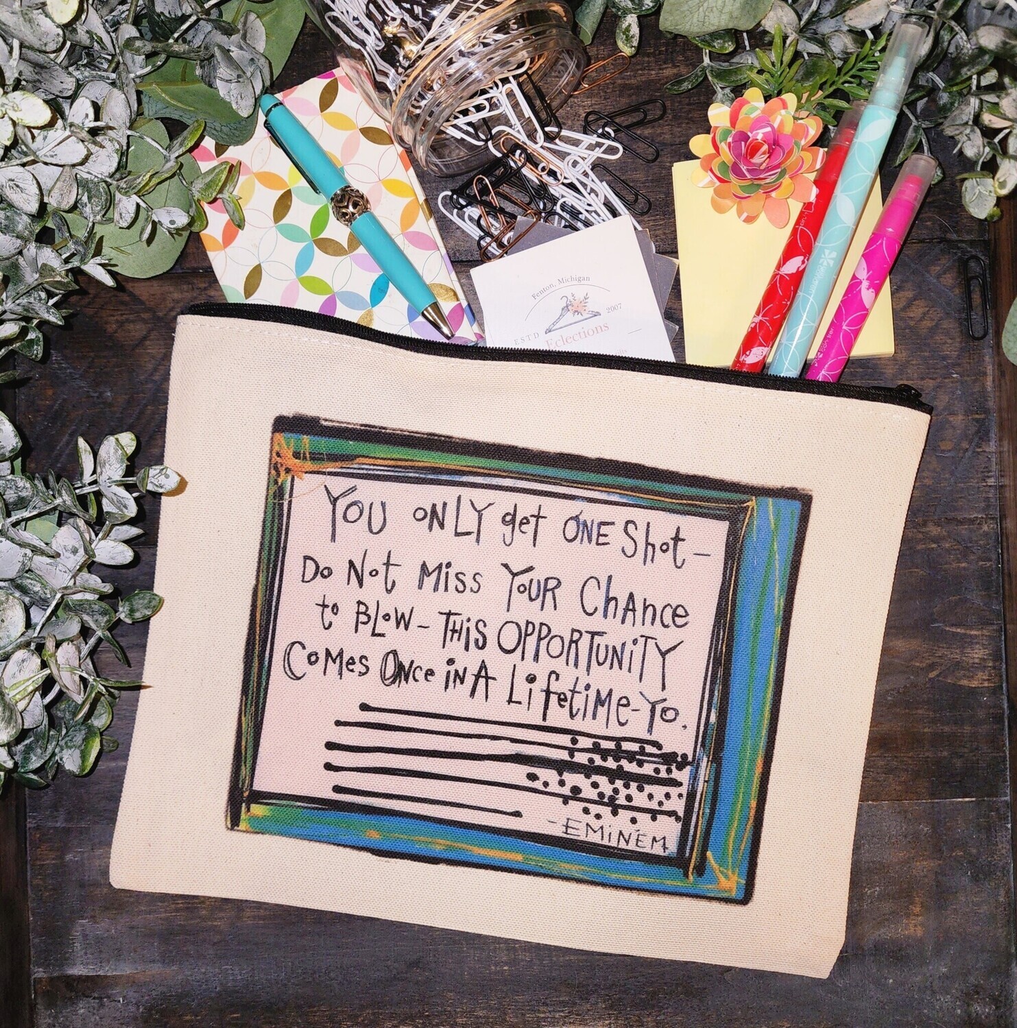 One Shot Large Canvas Zip Pouch