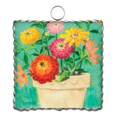 Mini Pot Of Zinnias Print