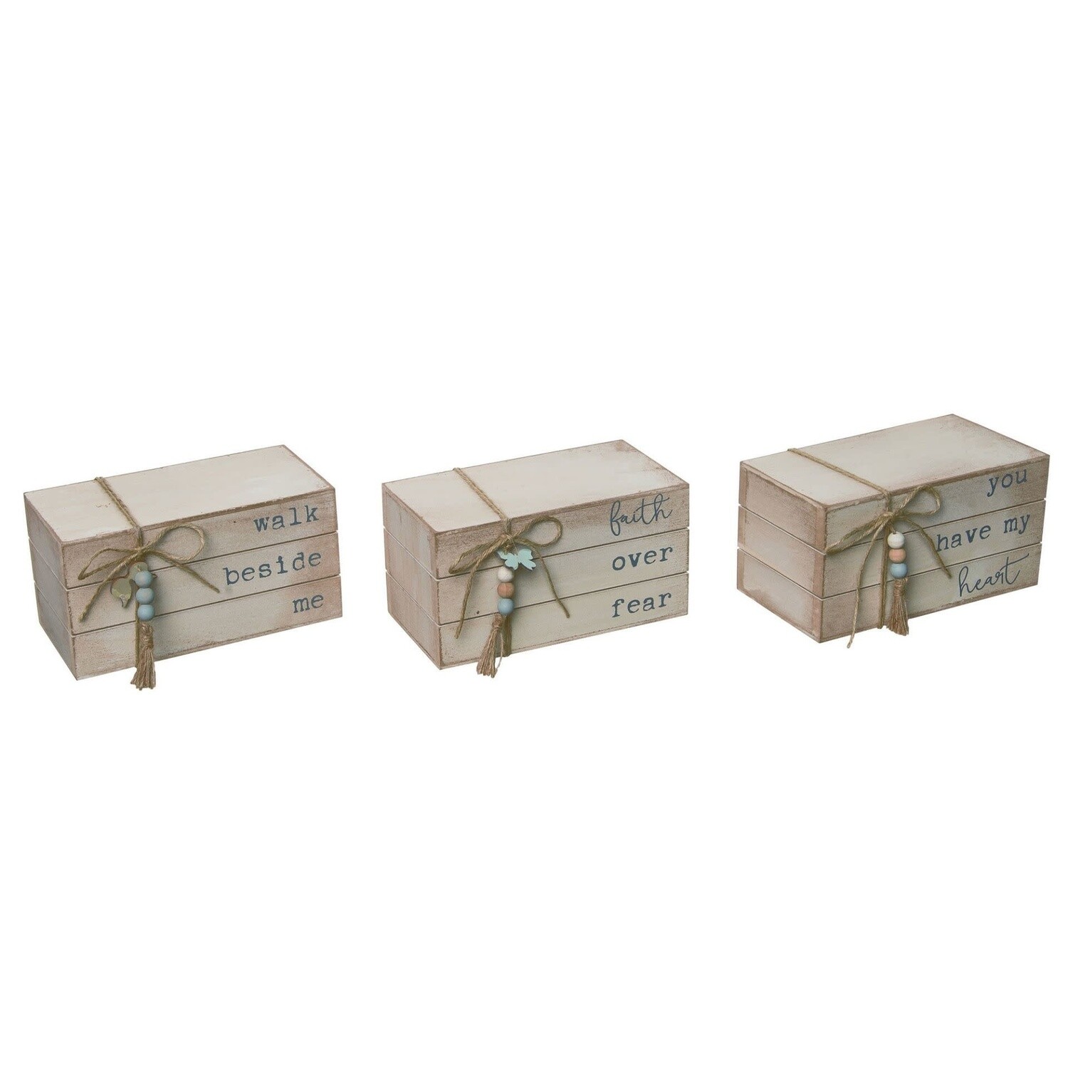 MDF FAITH BOOK STACKS-HEART