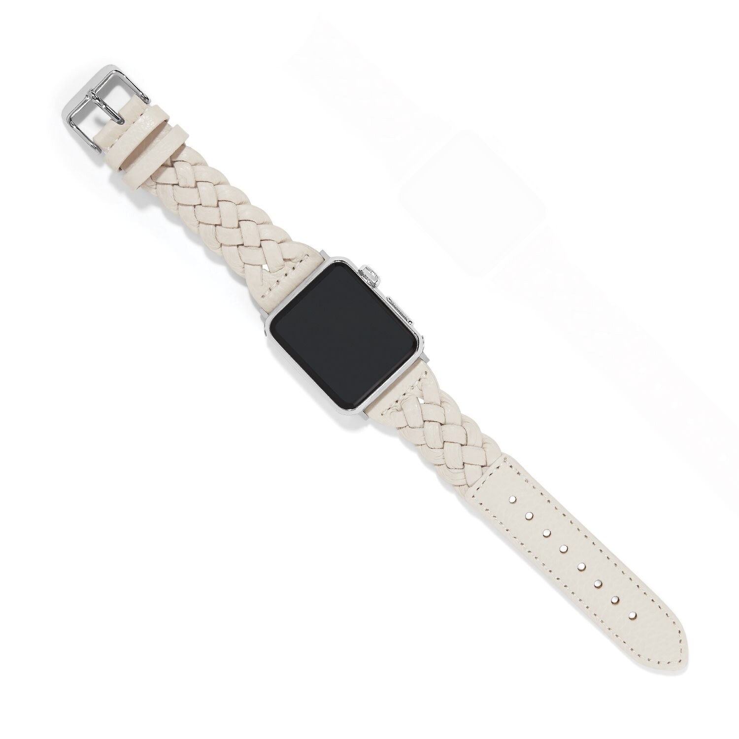 Sutton Braided Leather Watch Band-White