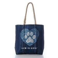 Life is Good Love Paw Tote
