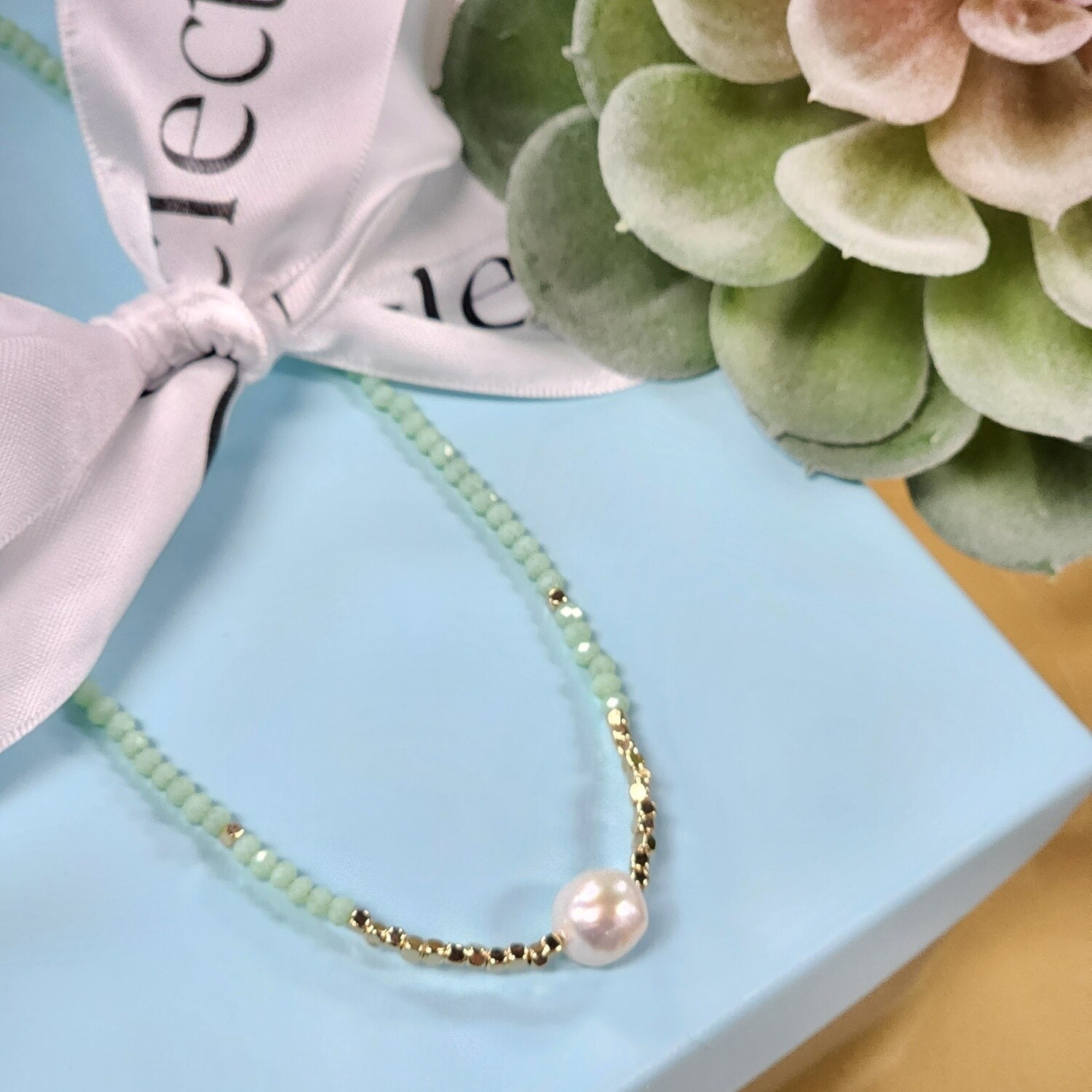 FRESH WATER PEARL MINT NECKLACE