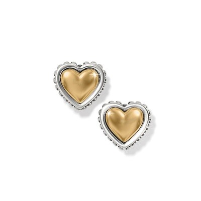 PRETTY TOUGH HEART PETITE 2TONE POST EARRING