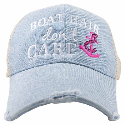 Boat Hair Don&#39;t Care Trucker Denim Hats