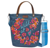 WILD AT HEART DENIM EMBROIDERED MESSENGER