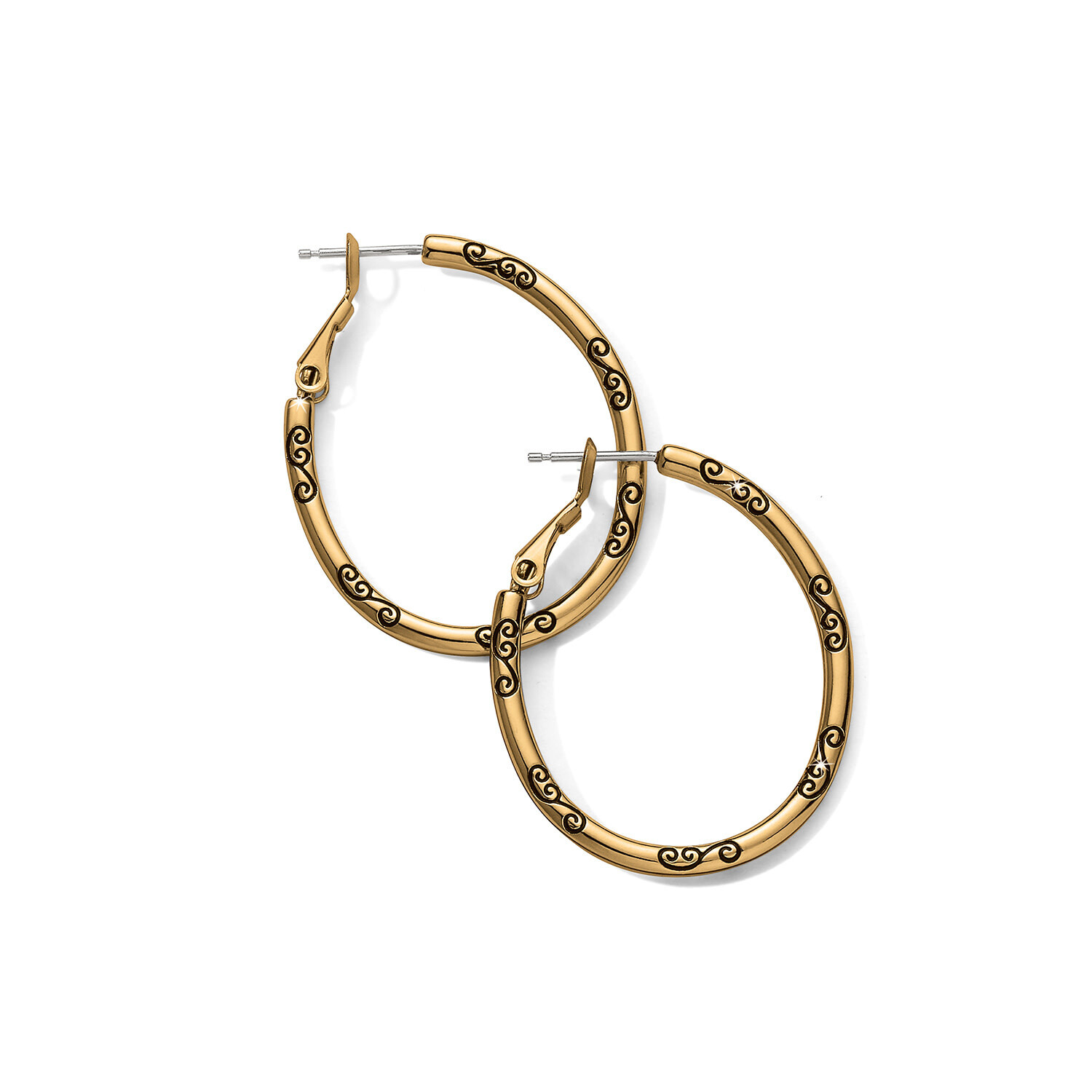 Oval Hoop Charm Earrings-Gold
