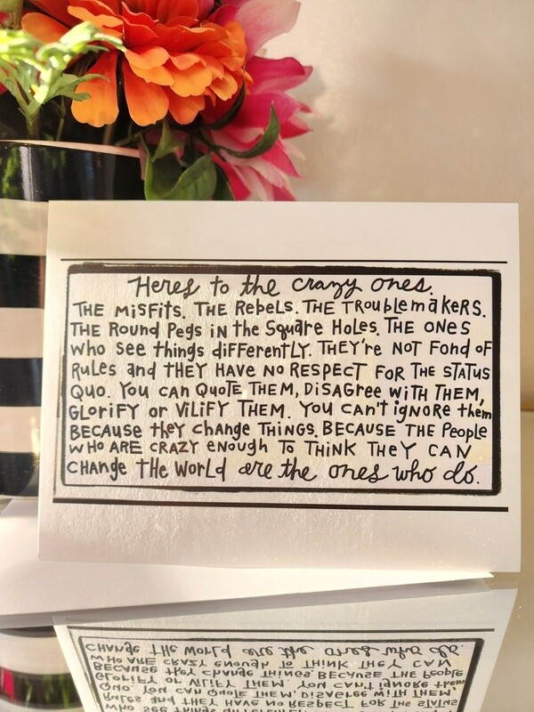 Here&#39;s To The Crazy Ones Blank Greeting Card