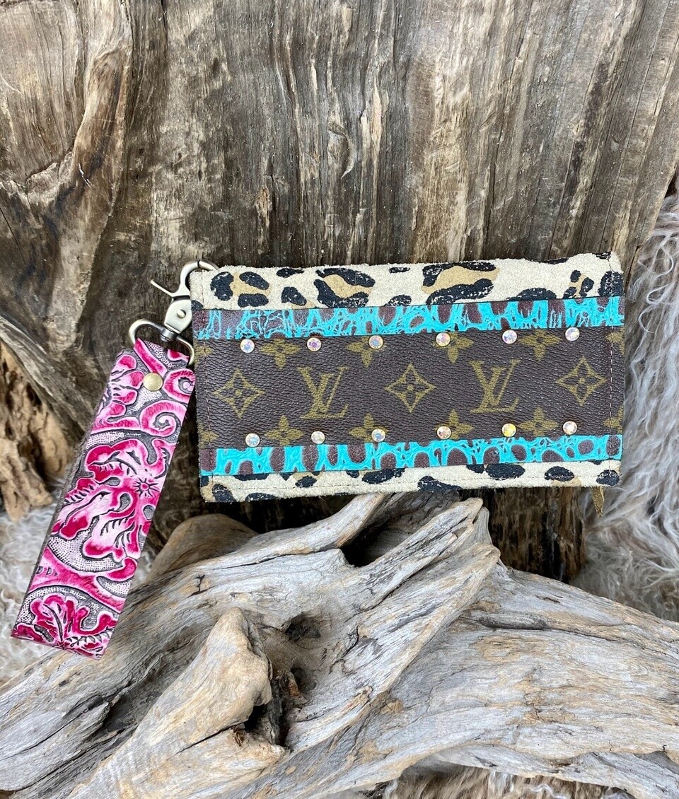 FIESTA FALLON UPCYCLED LV WALLET - TURQPINK