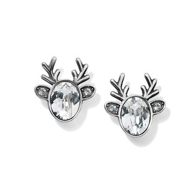 Reindeer Glitz Mini Post Earrings-Silver