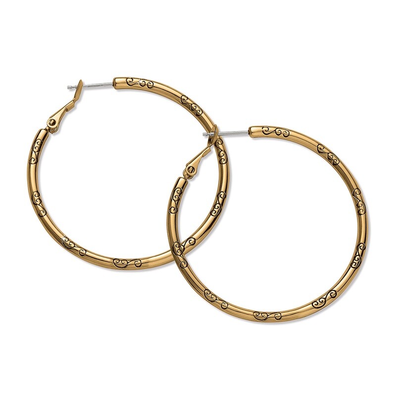 GOLD LARGE HOOP CHARM EARRING