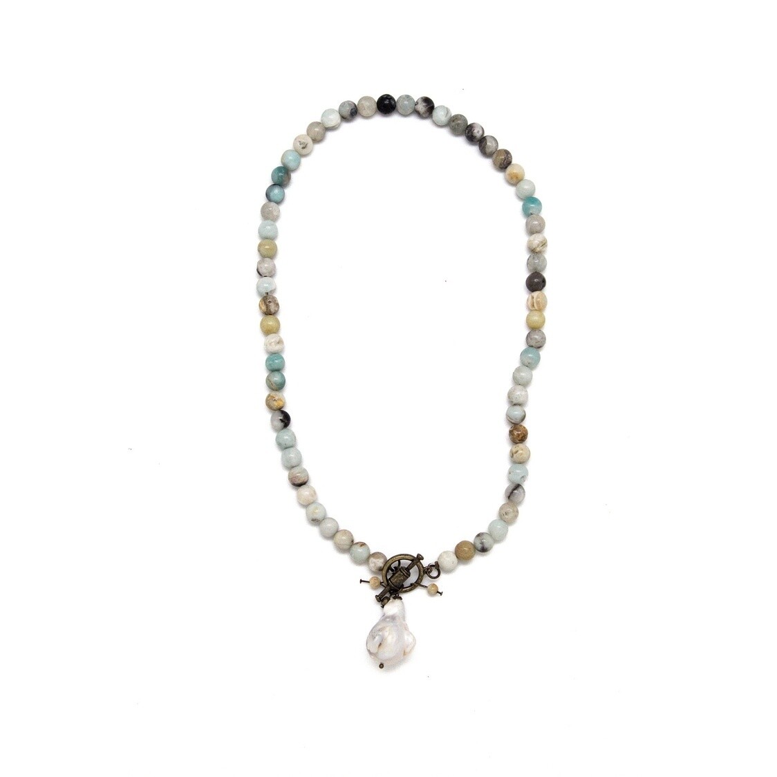 Necklace - Amazonite and Baroque Pearl