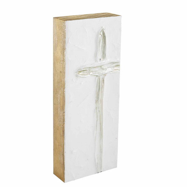 Large Gold Cross Block Art