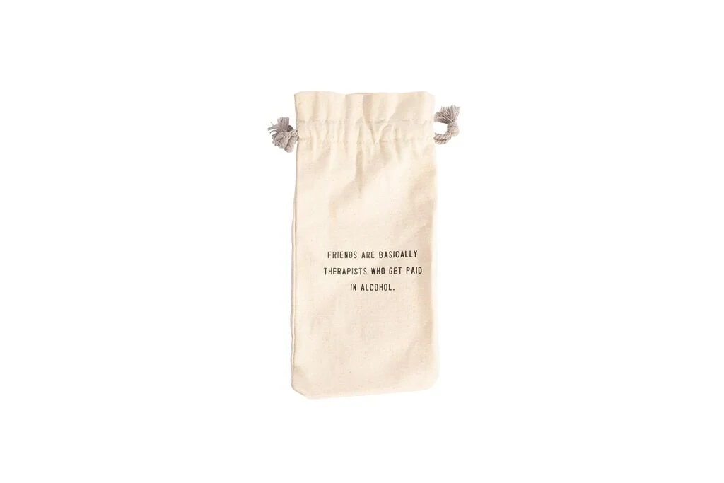 FRIENDS ARE THERAPISTS WINE BAG