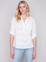 EMBROIDERED FABRIC BLOUSE