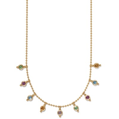 TWINKLE MOD MULTI CRYSTAL RV NECKLACE-GOLD