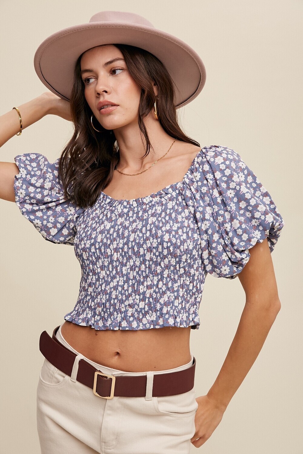 FLORAL PUFF SLEEVE TOP