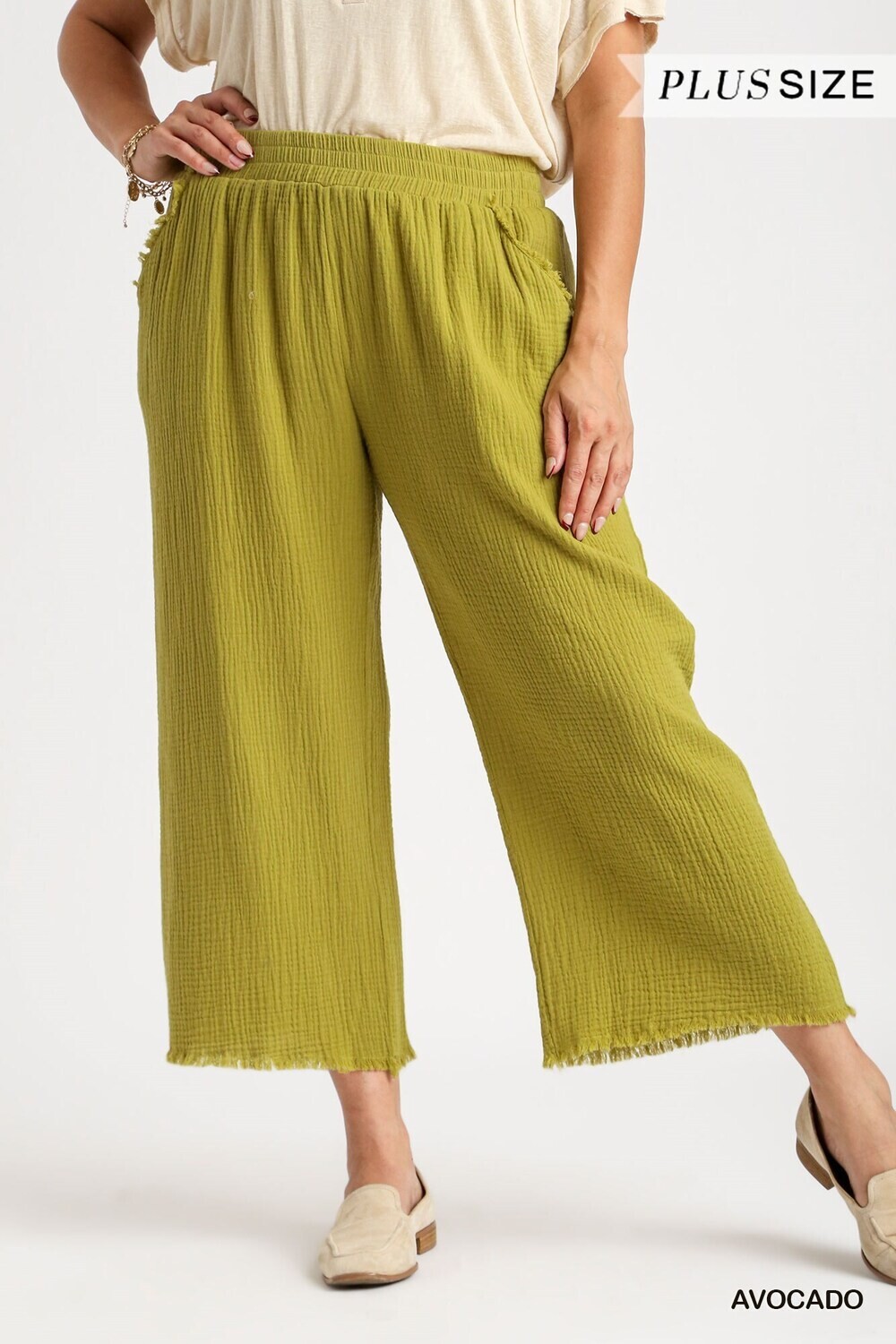Wide Leg Pant, Color: AVOCADO, Size: XL