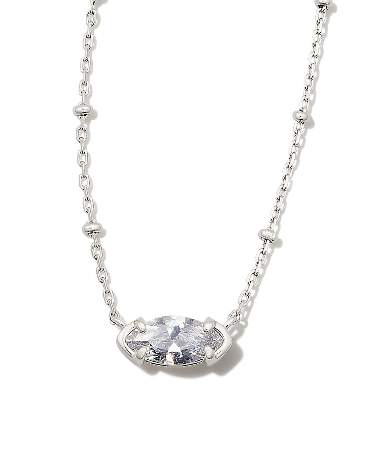 GENEVIEVE SATELITTE SHORT PENDANT NECKLACE, Color: SILVER WHITE CZ, Size: ONE SIZE