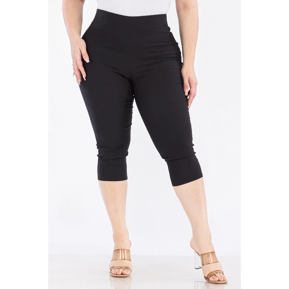 PERFECT FIT CAPRI, Color: BLACK, Size: 1XL