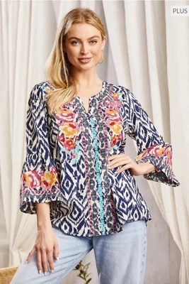 Multi-Colored Embroidered Top