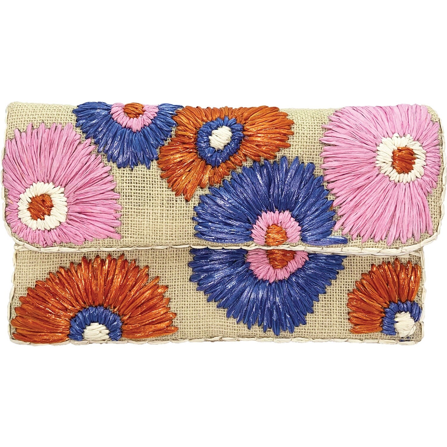JUTE FLORAL CLUTCH