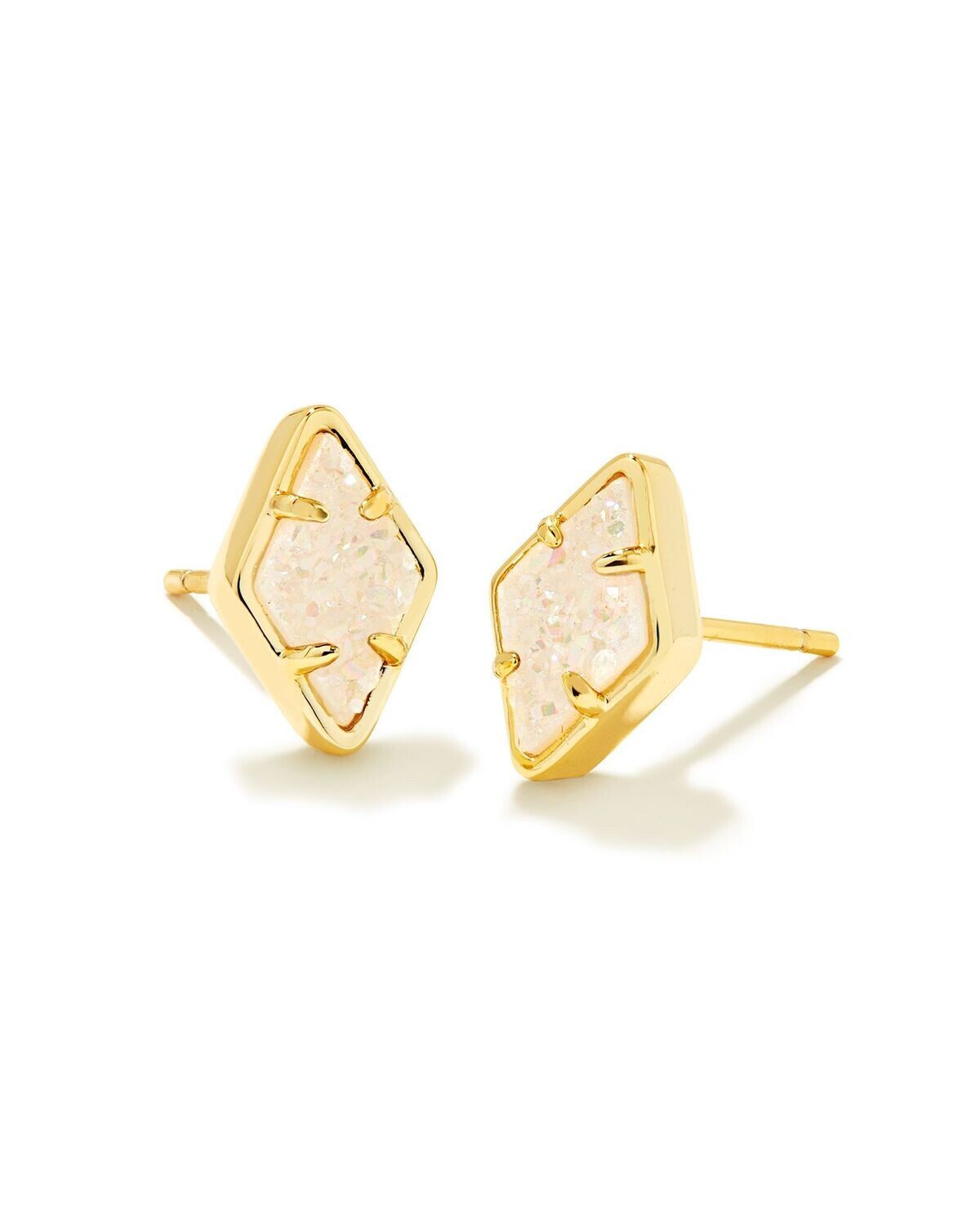 KINSLEY STUD EARRINGS, Color: GOLD IRIDESCENT DRUSY, Size: ONE SIZE