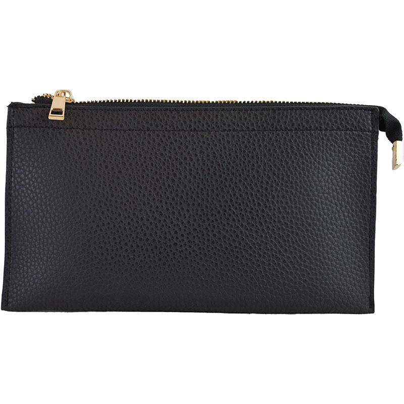 MIDDLE CLUTCH WITH SHOULDER STRAP, Color: BLACK