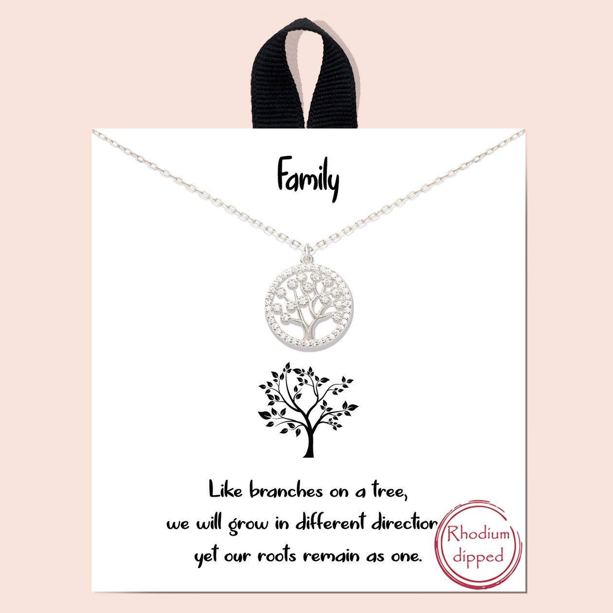 FAMILY / CZ Tree of Life Necklace, Color: SILVER