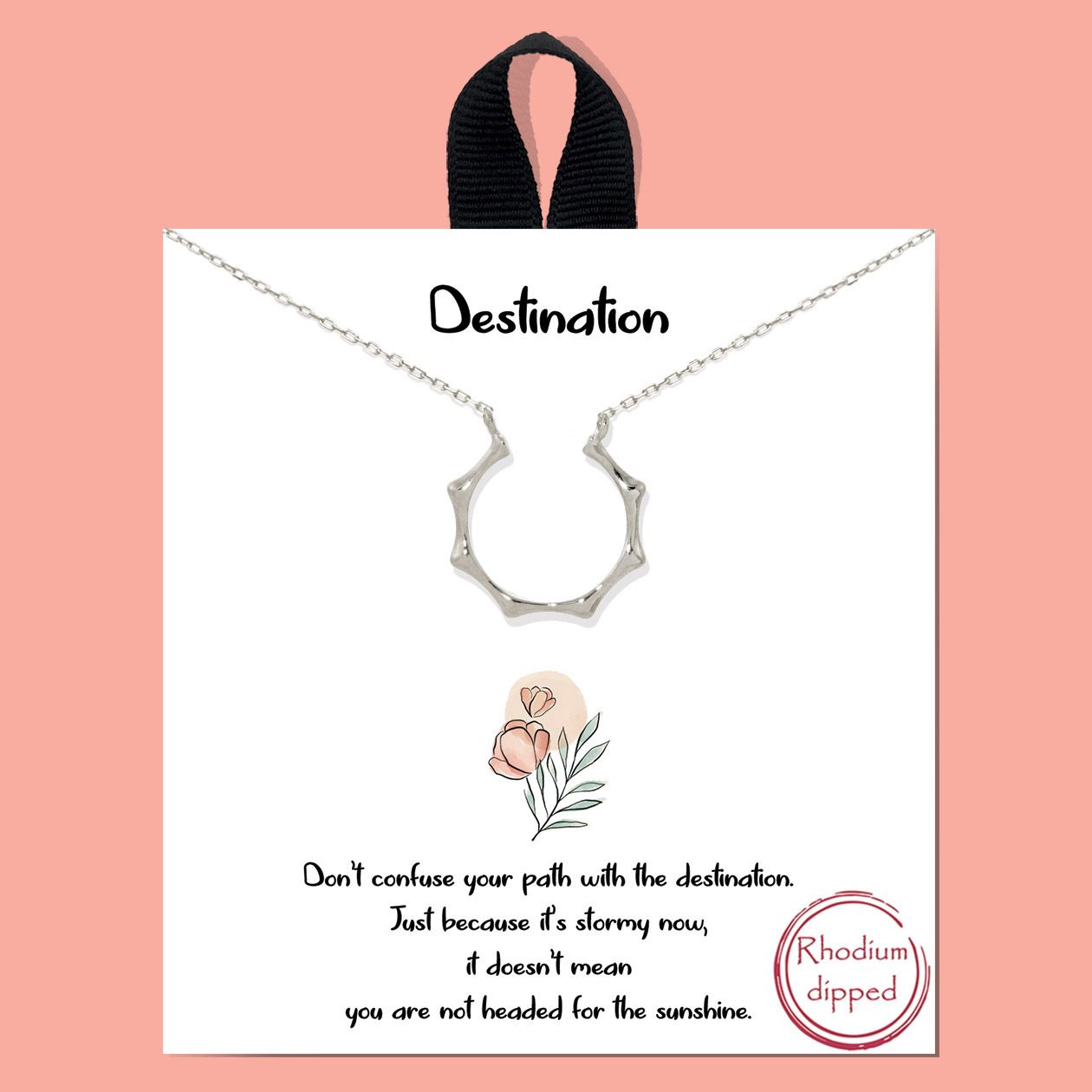 Destination / Open top bamboo Sun Necklace, Color: SILVER