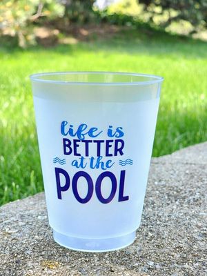 LIFE IS BETTER IN THE POOL SHATTERPROOF 16oz CUPS SET/10