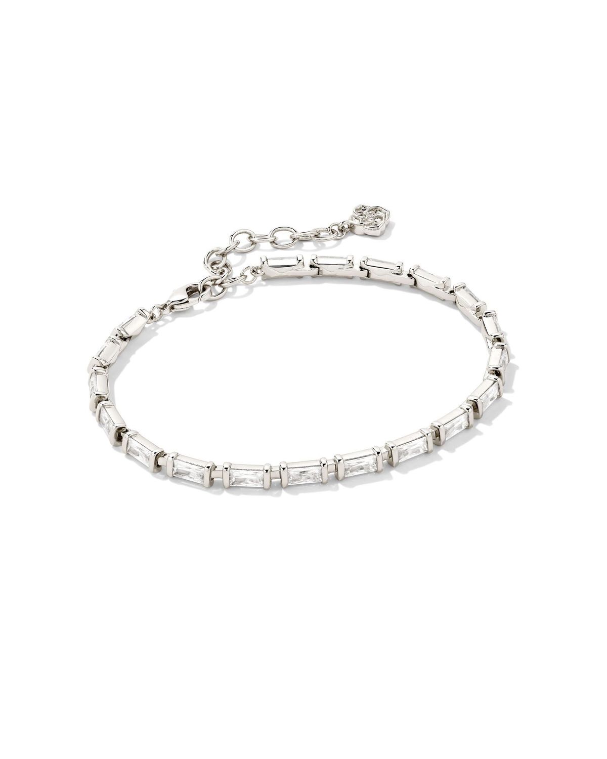 JULIETTE DELICATE CHAIN BRACELET, Color: RHODIUM WHITE CRYSTAL, Size: ONE SIZE