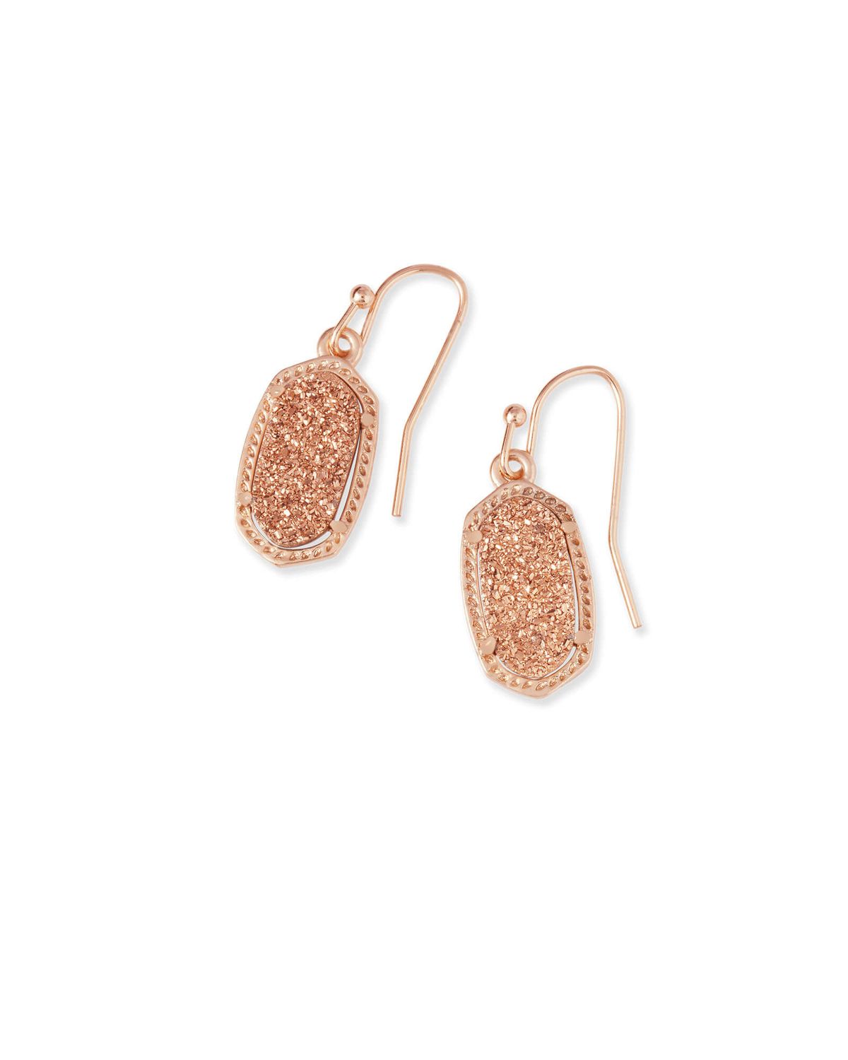 LEE DROP EARRINGS, Color: ROSE GOLD ROSE GOLD DRUSY, Size: ONE SIZE