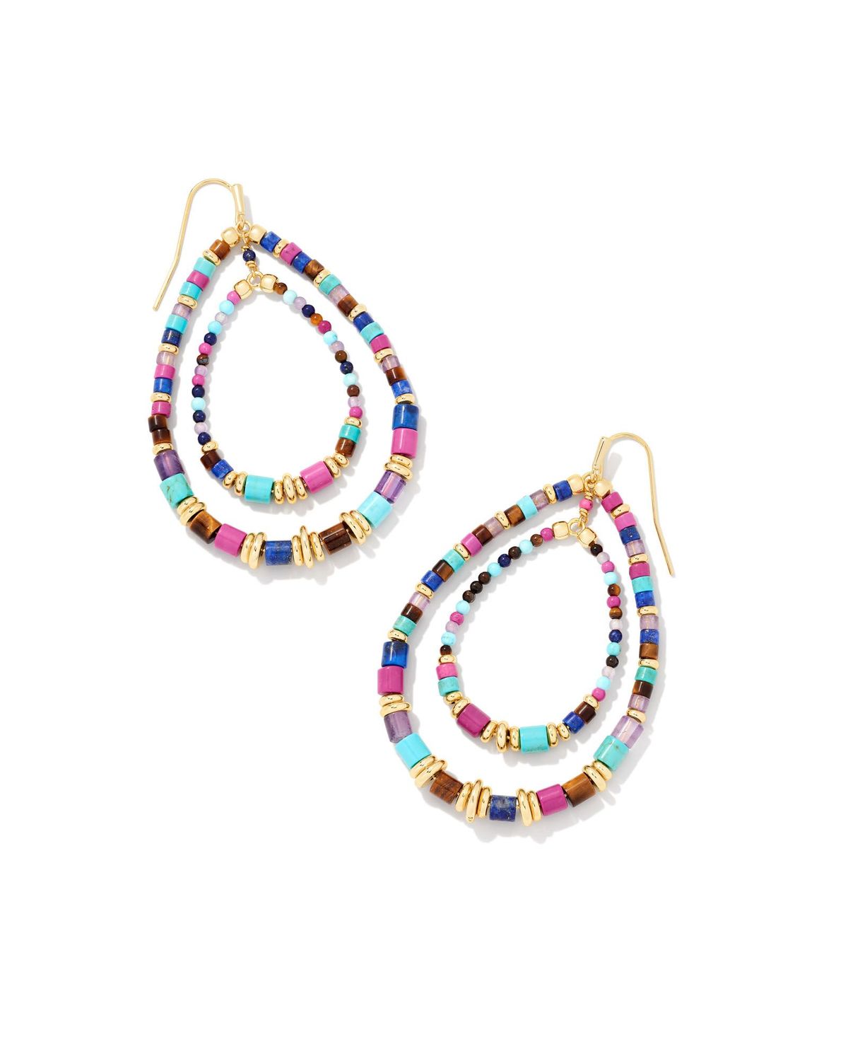 BREE OPEN FRAME EARRINGS, Color: GOLD ORCHID MIX, Size: ONE SIZE